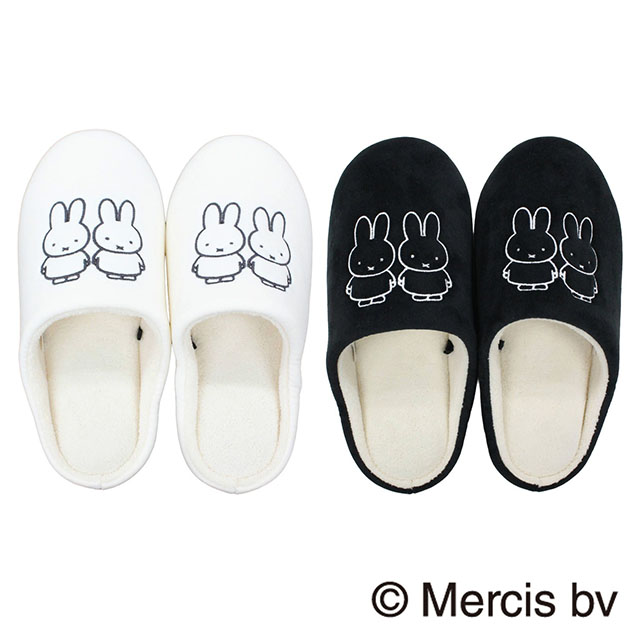 スリッパ ミッフィー 洗える チャールス モノトーン ボアインソール 秋 冬 暖かい かわいい 室内 ルームシューズ 1足