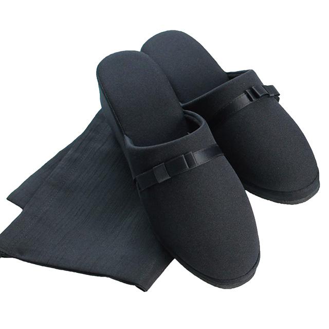 携帯スリッパ フォーマルヒールスリッパ 前閉じ 5センチヒール 袋付き 折らずに収納 レディース ブラック ネイビー Sサイズ Mサイズ Lサイズ