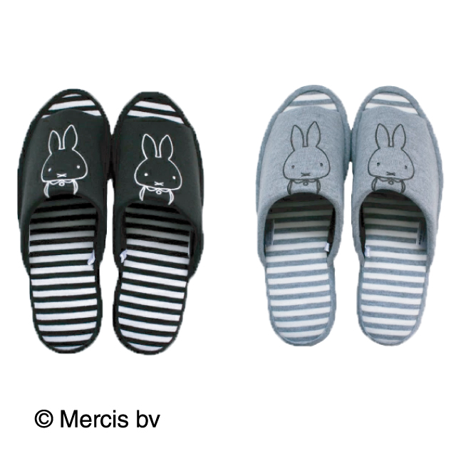 スリッパ ミッフィー miffy ヒールスリッパ ニットボーダー レディースルームシューズ 1足販売