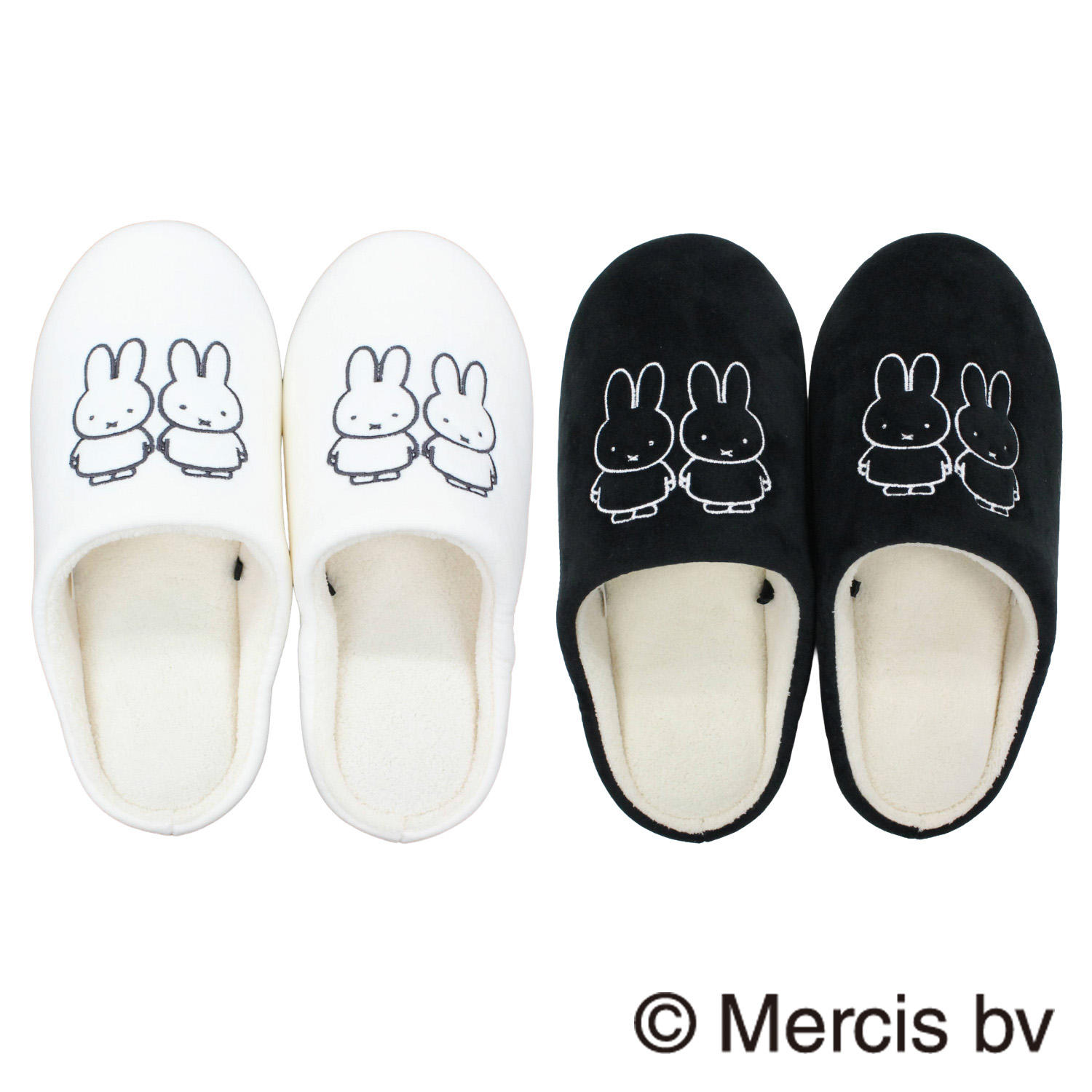 スリッパ ミッフィー 洗える チャールス モノトーン ボアインソール 秋 冬 暖かい かわいい 室内 ルームシューズ 1足